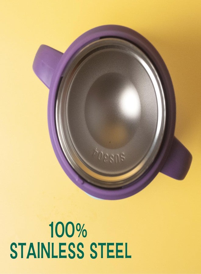 Basil ThermoTot Kids Insulated Food Jar 320ml | 304 Stainless Steel | BPA-Free | Double Wall Vacuum Lunch Box with Handle & Spork | Hot Cold Storage for School Travel Picnics - Blueberry - Image 4